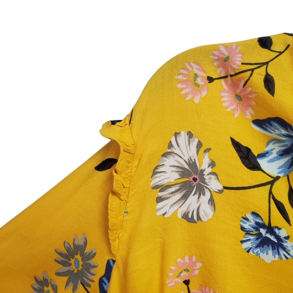 NWT Old Navy Women's Yellow Floral Dress Long Sleeves Size XL - Picture 5 of 9